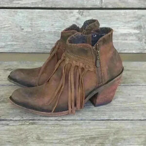 Buckle Liberty Black Distressed Cowgirl Fringe Double Zip Ankle Boot